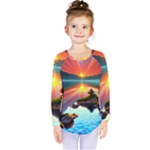 Sunset Over A Lake Kids  Long Sleeve Tee