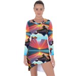 Sunset Over A Lake Asymmetric Cut-Out Shift Dress