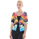 Sunset Over A Lake Cropped Button Cardigan