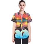 Sunset Over A Lake Women s Short Sleeve Shirt