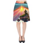Sunset Over A Lake Velvet High Waist Skirt