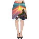 Sunset Over A Lake Velvet High Waist Skirt