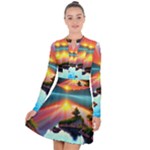 Sunset Over A Lake Long Sleeve Panel Dress