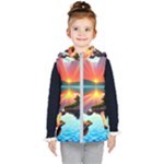 Sunset Over A Lake Kids  Hooded Puffer Vest