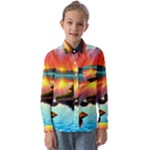 Sunset Over A Lake Kids  Long Sleeve Shirt