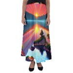 Sunset Over A Lake Flared Maxi Skirt