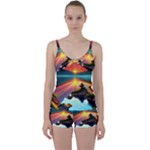 Sunset Over A Lake Tie Front Two Piece Tankini