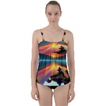 Sunset Over A Lake Twist Front Tankini Set