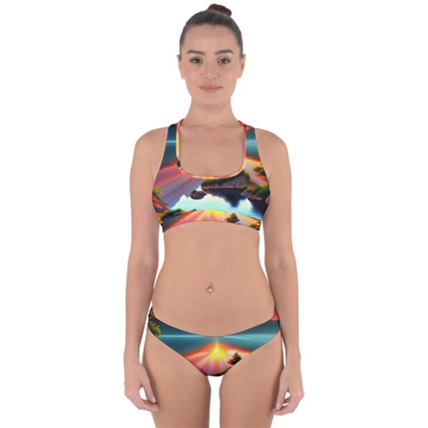 Sunset Over A Lake Cross Back Hipster Bikini Set from ArtsNow.com