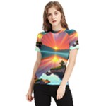 Sunset Over A Lake Women s Short Sleeve Rash Guard