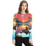 Sunset Over A Lake Women s Long Sleeve Rash Guard