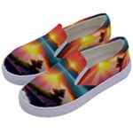 Sunset Over A Lake Kids  Canvas Slip Ons