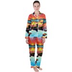 Sunset Over A Lake Women s Long Sleeve Satin Pajamas Set	