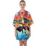 Sunset Over A Lake Half Sleeve Satin Kimono 