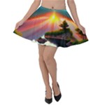 Sunset Over A Lake Velvet Skater Skirt