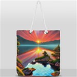 Sunset Over A Lake Full Print Rope Handle Tote (Large)