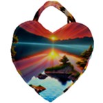 Sunset Over A Lake Giant Heart Shaped Tote