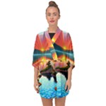 Sunset Over A Lake Half Sleeve Chiffon Kimono