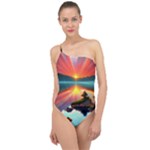 Sunset Over A Lake Classic One Shoulder Swimsuit
