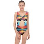 Sunset Over A Lake Center Cut Out Swimsuit