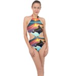 Sunset Over A Lake Halter Side Cut Swimsuit