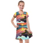 Sunset Over A Lake Kids  Cross Web Dress