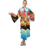 Sunset Over A Lake Maxi Velour Kimono