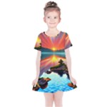 Sunset Over A Lake Kids  Simple Cotton Dress