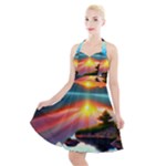 Sunset Over A Lake Halter Party Swing Dress 