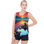 Sunset Over A Lake Bubble Hem Chiffon Tank Top