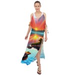 Sunset Over A Lake Maxi Chiffon Cover Up Dress