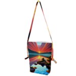 Sunset Over A Lake Folding Shoulder Bag