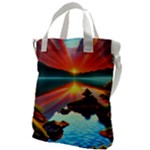 Sunset Over A Lake Canvas Messenger Bag