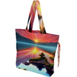 Sunset Over A Lake Drawstring Tote Bag