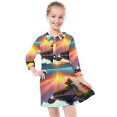 Kids  Quarter Sleeve Shirt Dress 