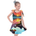 Sunset Over A Lake Kids  Tie Up Tunic Dress