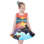 Sunset Over A Lake Kids  Summer Dress