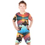 Sunset Over A Lake Kids  Tee and Shorts Set