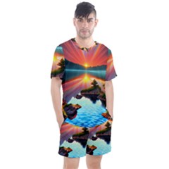 Men s Mesh T-Shirt and Shorts Set 