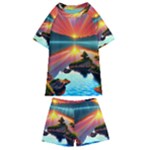 Sunset Over A Lake Kids  Swim Tee and Shorts Set