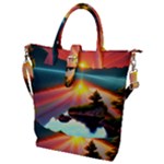 Sunset Over A Lake Buckle Top Tote Bag