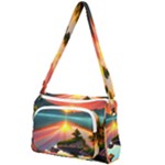 Sunset Over A Lake Front Pocket Crossbody Bag