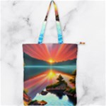 Sunset Over A Lake Double Zip Up Tote Bag