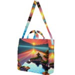 Sunset Over A Lake Square Shoulder Tote Bag