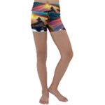 Sunset Over A Lake Kids  Lightweight Velour Yoga Shorts