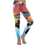 Sunset Over A Lake Kids  Lightweight Velour Classic Yoga Leggings