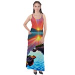 Sunset Over A Lake Sleeveless Velour Maxi Dress