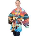 Sunset Over A Lake Long Sleeve Velvet Kimono 