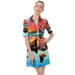 Sunset Over A Lake Belted Shirt Dress