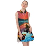 Sunset Over A Lake Sleeveless Shirt Dress